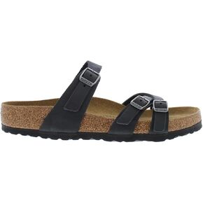 Birkenstock للجنسين فرانكا من الجلد السوداء السود