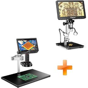 TOMLOV 4K Autofocus Microscope TM4K-AF Max, 10.1" HDMI Digital Microscope with Spin Flex Arm, Micro Soldering Microscope for Electronics Repair+DM9 Pro