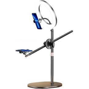 Monopod Mount Bracket with LED Flash Light Lamp Tabletop Stand Tripods with Mobile Phone Holder Overhead