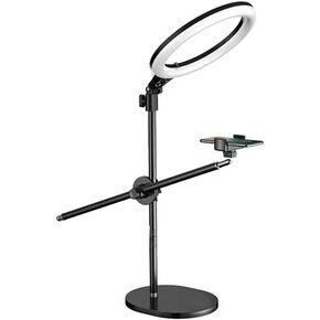 Monopod Mount Bracket with LED Flash Light Lamp Tabletop Stand Tripods with Mobile Phone Holder Overhead Shot
