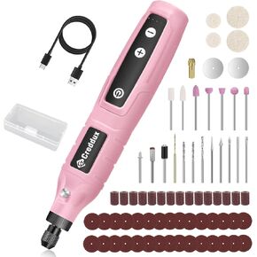 Cordless Rotary Tool,5 Speed Rotary Tool Kit With 71 Accessories,USB Charging,Multi-Purpose 4.2v Power Rotary Tools Easy Accessory Changes - Sanding, Polishing, Engraving and Cutting Pink