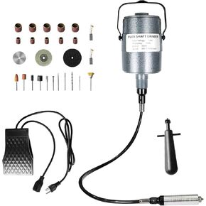 TOAUTO Flex Shaft Grinder, 1000W 30000 RPM Multifunctional Rotary Tool with Hanging System, Accessory Kit, Foot Pedal, and Forward-Reverse Rotation for Carving, Buffing, Drilling, and Polishing