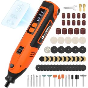 HARDELL Cordless Rotary Tool 12V, 6 Speed Power Rotary Tool Kit with Display Screen, 80pcs Accessories, 2000mAh Fast-charging Battery for Sanding,Carving,Polishing,Drilling,Cutting