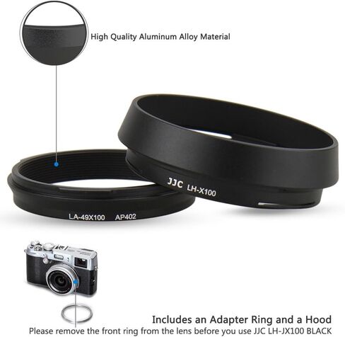 JJC LH-X100 Metal Square Lens Hood مع حلقة محول AR-X100 49 ملم لـ Fuji Fujifilm X100VI X100V X100F Cameras ، LH-X100 HOOD مع حلقة محول المرشح ، يسمح بربط UV/ND/CPL in Saudi Arabia