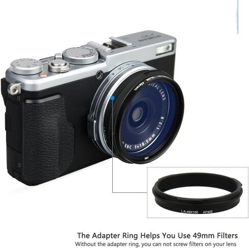 JJC LH-X100 Metal Square Lens Hood مع حلقة محول AR-X100 49 ملم لـ Fuji Fujifilm X100VI X100V X100F Cameras ، LH-X100 HOOD مع حلقة محول المرشح ، يسمح بربط UV/ND/CPL in Saudi Arabia