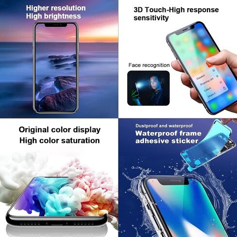 LMQ for iPhone Xs Max Screen Replacement Kit 6.5“ Full HD Display (A1921, A2101, A2102, A2103, A2104) 3D Touch Display Digitizer Frame with Repair Tool in Saudi Arabia