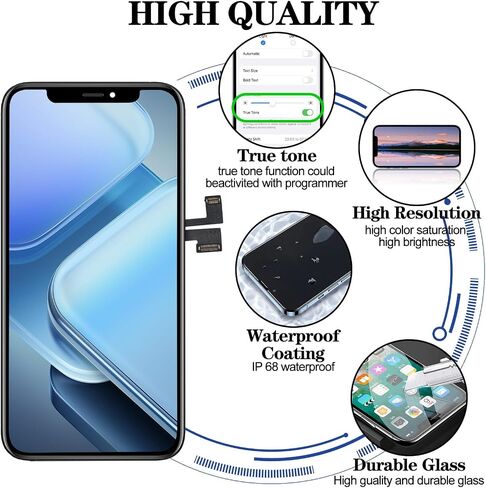 LMQ for iPhone Xs Max Screen Replacement Kit 6.5“ Full HD Display (A1921, A2101, A2102, A2103, A2104) 3D Touch Display Digitizer Frame with Repair Tool in Saudi Arabia