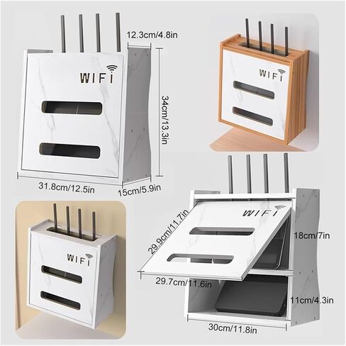 Router Storage Box，WiFi Router Storage Box, Wireless WiFi Storage Box,TV Set-top Box Blocking Artifact,Wall Mount Living Room TV Wall Storage Rack,Cable Organizer Box(White) in Saudi Arabia