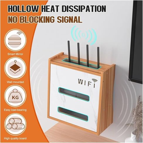 Router Storage Box，WiFi Router Storage Box, Wireless WiFi Storage Box,TV Set-top Box Blocking Artifact,Wall Mount Living Room TV Wall Storage Rack,Cable Organizer Box(White) in Saudi Arabia