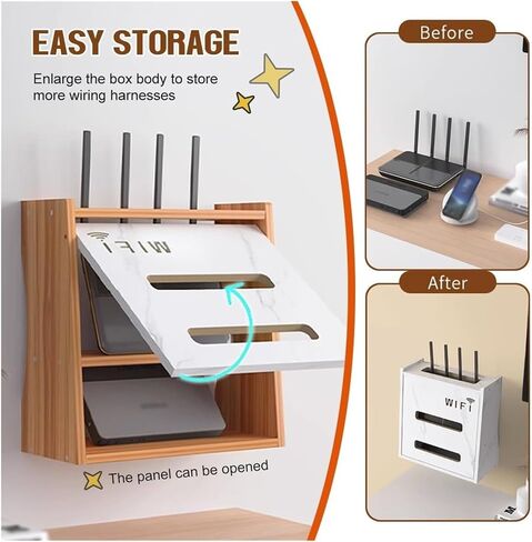 Router Storage Box，WiFi Router Storage Box, Wireless WiFi Storage Box,TV Set-top Box Blocking Artifact,Wall Mount Living Room TV Wall Storage Rack,Cable Organizer Box(White) in Saudi Arabia