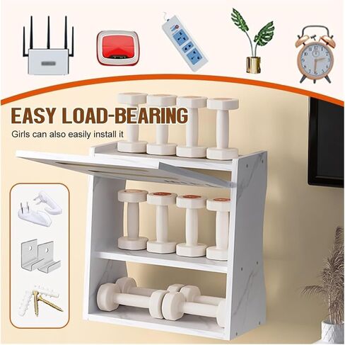 Router Storage Box，WiFi Router Storage Box, Wireless WiFi Storage Box,TV Set-top Box Blocking Artifact,Wall Mount Living Room TV Wall Storage Rack,Cable Organizer Box(White) in Saudi Arabia