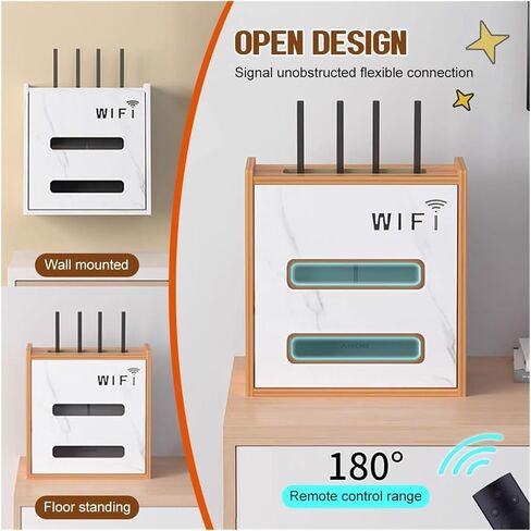 Router Storage Box，WiFi Router Storage Box, Wireless WiFi Storage Box,TV Set-top Box Blocking Artifact,Wall Mount Living Room TV Wall Storage Rack,Cable Organizer Box(White) in Saudi Arabia
