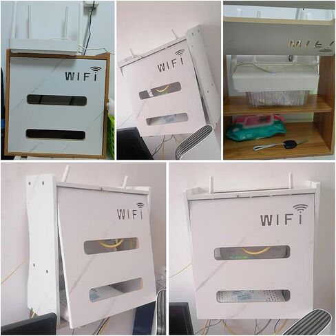 Router Storage Box，WiFi Router Storage Box, Wireless WiFi Storage Box,TV Set-top Box Blocking Artifact,Wall Mount Living Room TV Wall Storage Rack,Cable Organizer Box(White) in Saudi Arabia