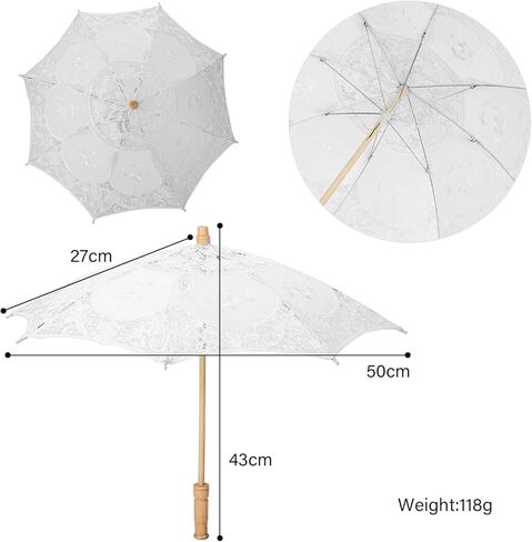Lace Umbrella, Handmade Lace Embroidery Parasol Wedding Bride Photography Umbrella Decoration Parasol for Party Supplies (Large Size(21x15in)) in Kuwait