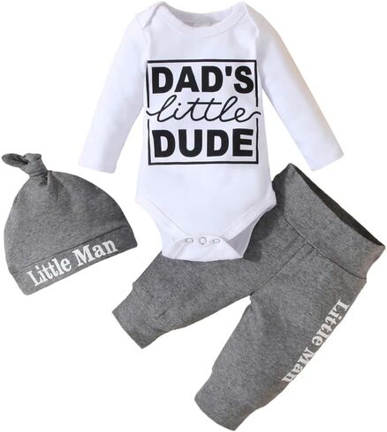 Baby Boy Clothes Newborn Infant Baby Clothes Romper + Pants + Hat 3PCS Outfits Set in Kuwait