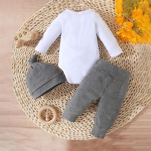 Baby Boy Clothes Newborn Infant Baby Clothes Romper + Pants + Hat 3PCS Outfits Set in Kuwait
