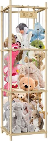 Stuffed Animal Storage, Wood Stuffed Animal Zoo Storage, 54 inch Large Plushy Organizers, Space Save Vertical Stuffed Animals Holder Holds 50+ Stuffed Animals for Nursery Playroom Bedroom (Log Color) in Saudi Arabia