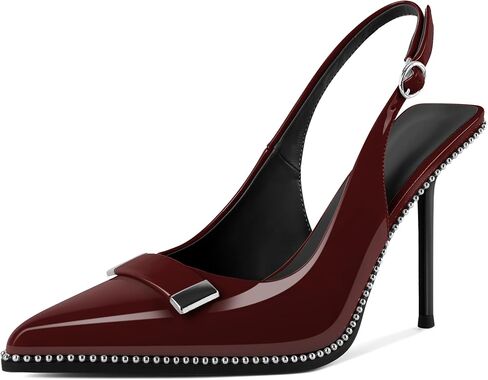 Esvowido Women Slingback Heels Pointed Toe Stiletto Slip-on Pumps Backless 4 Inch Ankle Strap High Heels for Women in Saudi Arabia