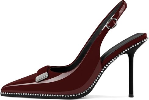 Esvowido Women Slingback Heels Pointed Toe Stiletto Slip-on Pumps Backless 4 Inch Ankle Strap High Heels for Women in Saudi Arabia