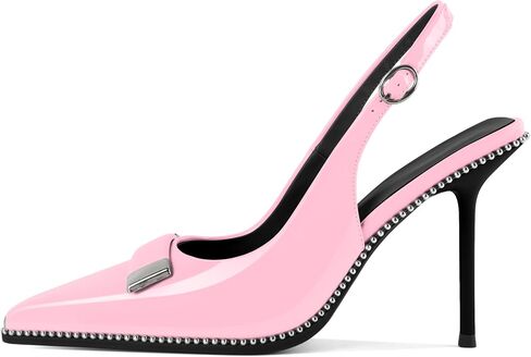 Esvowido Women Slingback Heels Pointed Toe Stiletto Slip-on Pumps Backless 4 Inch Ankle Strap High Heels for Women in Saudi Arabia