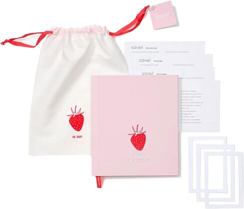 كتاب الذاكرة الذاكرة Cave -Baby - تذكارات كتب الأطفال المحايدة بين الجنسين ، سجل القصاصات المعالم الأولى ، ألبوم الصور والمجلة لتتبع اللحظات الخاصة ، كتاب حفظ السجلات للأطفال حديثي الولادة - الفراولة/الوردي in Kuwait