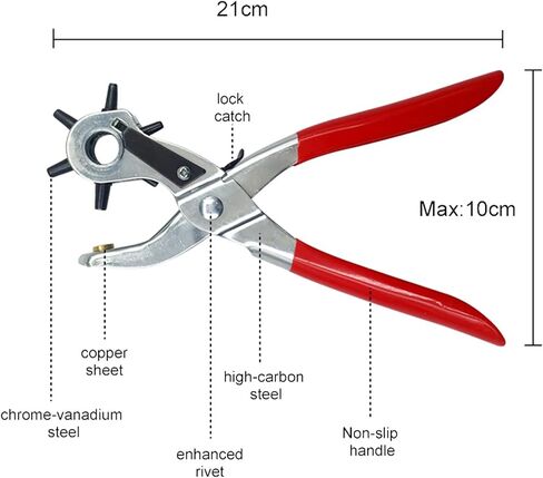 Leather Belt Hole Punch Plier Eyelet Puncher Revolve Sewing Machine Bag Setter Tool Watchband Strap Household Leathercraft Hand Tool Accessories in Saudi Arabia