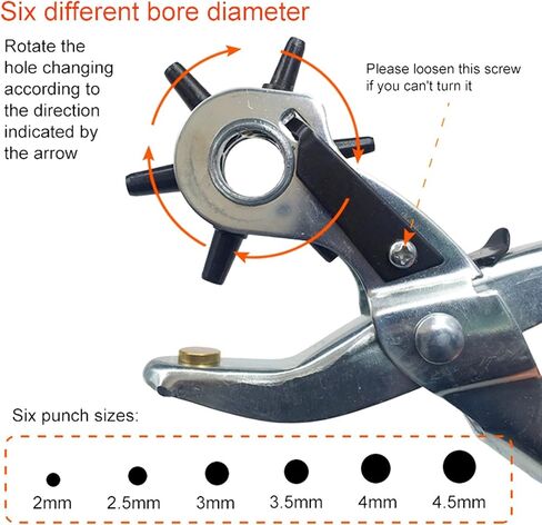 Leather Belt Hole Punch Plier Eyelet Puncher Revolve Sewing Machine Bag Setter Tool Watchband Strap Household Leathercraft Hand Tool Accessories in Saudi Arabia