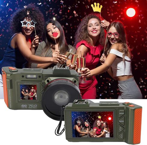 DSLR Camera, 70MP 4K 50X Zoom Auto Focus Wide Angle F1.8 Digital Camera with Double Screen Flash for Travel, Equipped with WiFi, 50X Digital Zoom (Green) in Saudi Arabia