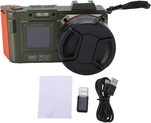 DSLR Camera, 70MP 4K 50X Zoom Auto Focus Wide Angle F1.8 Digital Camera with Double Screen Flash for Travel, Equipped with WiFi, 50X Digital Zoom (Green) in Saudi Arabia