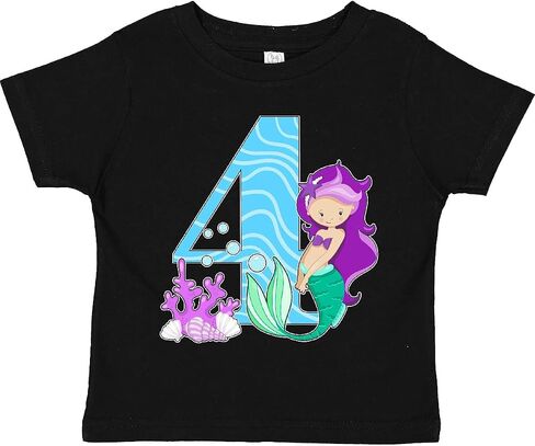 inktastic Fourth Birthday Mermaid Toddler T-Shirt in Saudi Arabia