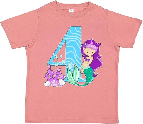 inktastic Fourth Birthday Mermaid Toddler T-Shirt in Saudi Arabia
