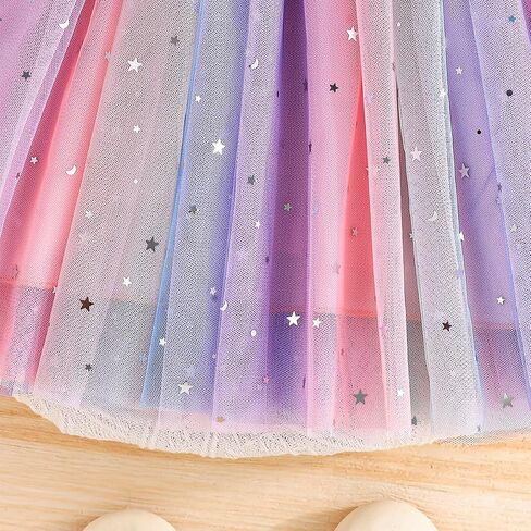 1-5Y Baby Toddler Girl Ruffle Tutu Dress Kids Girl Sleeveless Tulle Dresses Ribbed Tops Stars Skirt Birthday Outfits in Saudi Arabia
