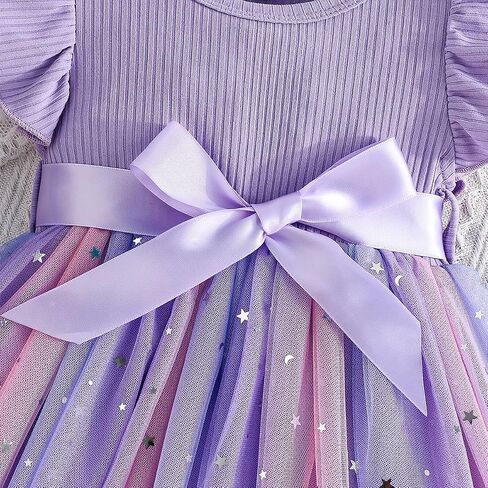 1-5Y Baby Toddler Girl Ruffle Tutu Dress Kids Girl Sleeveless Tulle Dresses Ribbed Tops Stars Skirt Birthday Outfits in Saudi Arabia