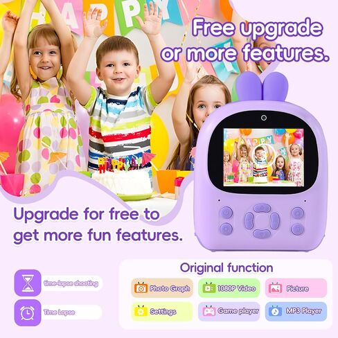 Kids Camera Instant Print - 48MP HD Digital Camera with B&W Photo Printing, 16X Zoom, 32GB Card, Games & MP3 Player for Girls & Boys Ages 3-12 (Purple) in Saudi Arabia