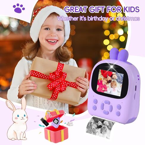 Kids Camera Instant Print - 48MP HD Digital Camera with B&W Photo Printing, 16X Zoom, 32GB Card, Games & MP3 Player for Girls & Boys Ages 3-12 (Purple) in Saudi Arabia