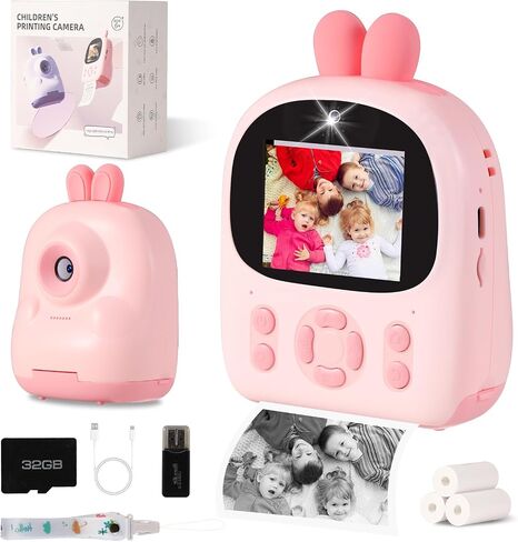 Kids Camera Instant Print - 48MP HD Digital Camera with B&W Photo Printing, 16X Zoom, 32GB Card, Games & MP3 Player for Girls & Boys Ages 3-12 (Purple) in Saudi Arabia