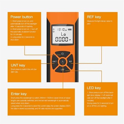 عدادات الضوء ، عداد الطاقة البصرية عالي الدقة G10 قابلة لإعادة الشحن ، مقياس طاقة الألياف البصرية الألياف مع ضوء فلاش OPM FC/SC (-50 إلى 26 ديسيبل) in Saudi Arabia