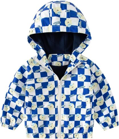 Irsutey Boys Fleece Hoodie Zip Up Jacket Coat Kids Cute Pattern Print Baby Autumn Winter Warm Trendy Sports Outerwear in Kuwait