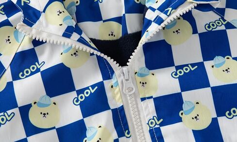 Irsutey Boys Fleece Hoodie Zip Up Jacket Coat Kids Cute Pattern Print Baby Autumn Winter Warm Trendy Sports Outerwear in Kuwait