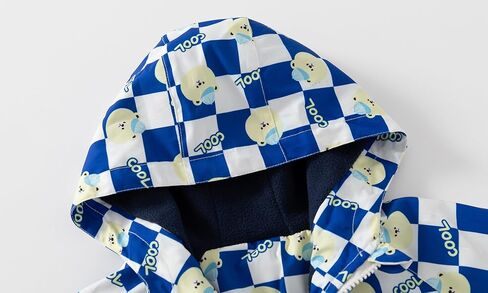 Irsutey Boys Fleece Hoodie Zip Up Jacket Coat Kids Cute Pattern Print Baby Autumn Winter Warm Trendy Sports Outerwear in Kuwait