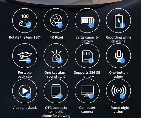 Body Camera with Audio and Video Recording, Unltra 4K Body Cam with 180° Rotating Lens, IR Cut Auto Night Vision, 6HR Battery, 128GB Body Worn Camcorder Personal Police (128G 4K Pixel) in Saudi Arabia