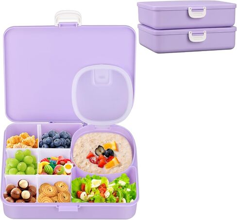 Snackle Box Container for Kids,Adjustable Compartments,Reusable Snack Containers with Lids,Easy-Open Latch,Lunch Food Containers,Dishwasher Safe,Leak-Proof Silicone Ring(1 Pack- Blue) in Kuwait