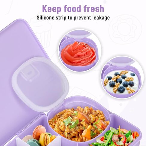 حاوية علبة خفيفة للأطفال ، مقصورات قابلة للتعديل ، حاويات للوجبات الخفيفة القابلة لإعادة الاستخدام مع الأغطية ، مزلاج سهلة مفتوحة ، حاويات طعام الغداء ، حلقة سيليكونية مقاومة للتسرب (حزمة واحدة) in Kuwait