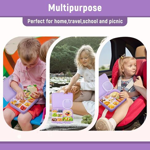حاوية علبة خفيفة للأطفال ، مقصورات قابلة للتعديل ، حاويات للوجبات الخفيفة القابلة لإعادة الاستخدام مع الأغطية ، مزلاج سهلة مفتوحة ، حاويات طعام الغداء ، حلقة سيليكونية مقاومة للتسرب (حزمة واحدة) in Kuwait