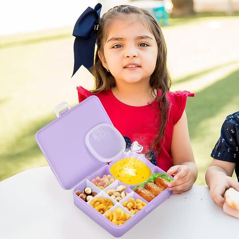 حاوية علبة خفيفة للأطفال ، مقصورات قابلة للتعديل ، حاويات للوجبات الخفيفة القابلة لإعادة الاستخدام مع الأغطية ، مزلاج سهلة مفتوحة ، حاويات طعام الغداء ، حلقة سيليكونية مقاومة للتسرب (حزمة واحدة) in Kuwait