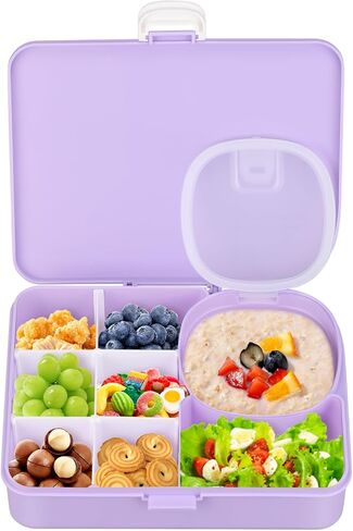حاوية علبة خفيفة للأطفال ، مقصورات قابلة للتعديل ، حاويات للوجبات الخفيفة القابلة لإعادة الاستخدام مع الأغطية ، مزلاج سهلة مفتوحة ، حاويات طعام الغداء ، حلقة سيليكونية مقاومة للتسرب (حزمة واحدة) in Kuwait