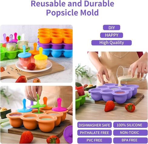 WAJIAYON Baby Food Storage Container, Silicone Baby Food Freezer Tray with Lid,Perfect Baby Food Container for Homemade Baby Food, Vegetables & Fruit Purees, Breast Milk- Purple in Saudi Arabia