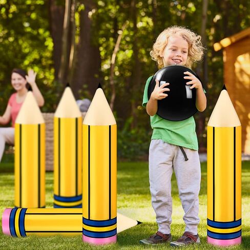 Poen 7 Pieces Christmas Giant Inflatable Bowling Set, Including 6 Pieces 27 Inches Snowman Pins and a 24 Inches Ball with Stickers for Outdoor Games Party Adults Yard Indoor Birthday Family Boys Girls in Kuwait