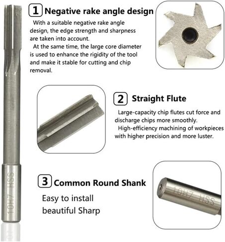 2-12mm Machine Reamer Set H7 HSS Straight Shank Milling Chucking Reamer 4-14pcs Machine Cutter Tools for Metal Steel Aluminum(9pcs 2-10mm Set) in Saudi Arabia