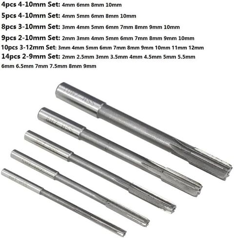 2-12mm Machine Reamer Set H7 HSS Straight Shank Milling Chucking Reamer 4-14pcs Machine Cutter Tools for Metal Steel Aluminum(9pcs 2-10mm Set) in Saudi Arabia